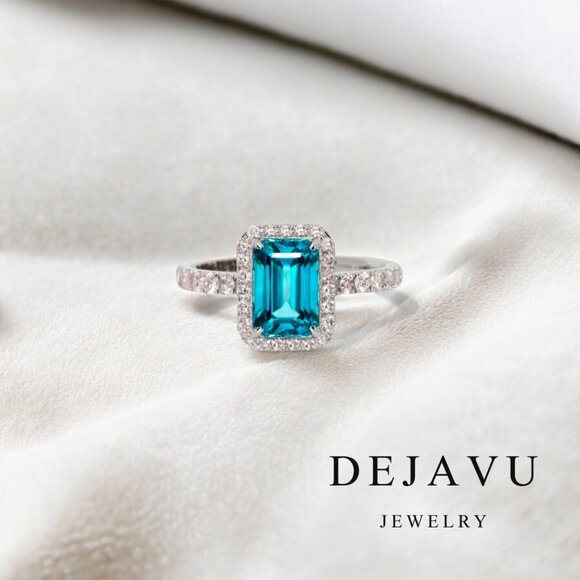 Blue Zircon Engagement Ring - Picture 1 of 8